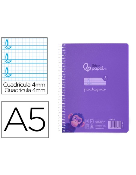 Cuaderno espiral liderpapel din a5 pautaguia...