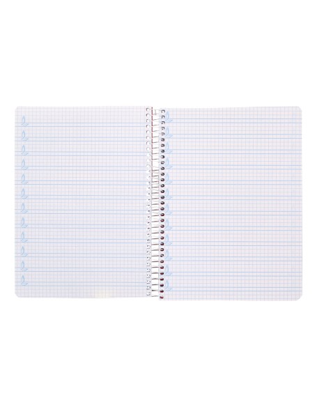 Cuaderno espiral liderpapel din a5 pautaguia tapa plastico 80h 90gr cuadro pautado 4mm con margen color rojo