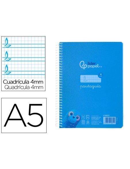 Cuaderno espiral liderpapel din a5 pautaguia...
