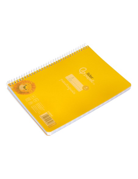 Cuaderno espiral liderpapel din a5 pautaguia tapa plastico 80h 90gr cuadro pautado 4mm con margen color amarillo