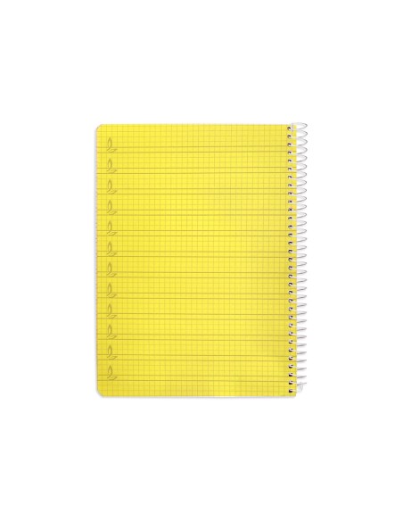 Cuaderno espiral liderpapel din a5 pautaguia tapa plastico 80h 90gr cuadro pautado 4mm con margen color amarillo