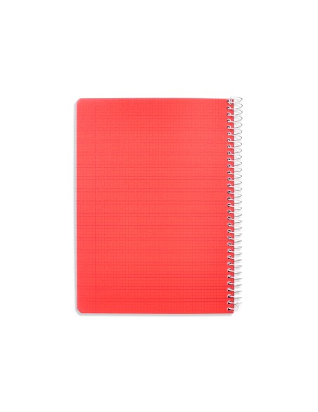 Cuaderno espiral liderpapel din a5 pautaguia tapa plastico 80h 90gr cuadro pautado 3 mm con margen color rojo