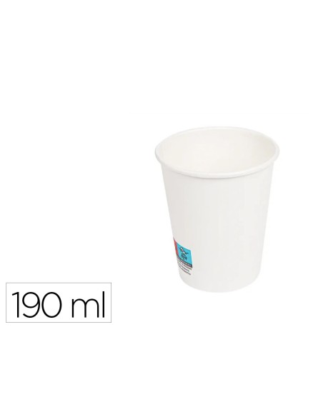 Vaso de papel blanco bunzl reciclable pefc 190 ml apto bebidas frias y calientes paquete de 50 unidades