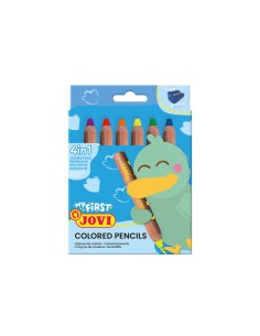 Lapices de colores jovi my first madera 4 en 1 estuche de 6 unidades colores surtidos + sacapuntas
