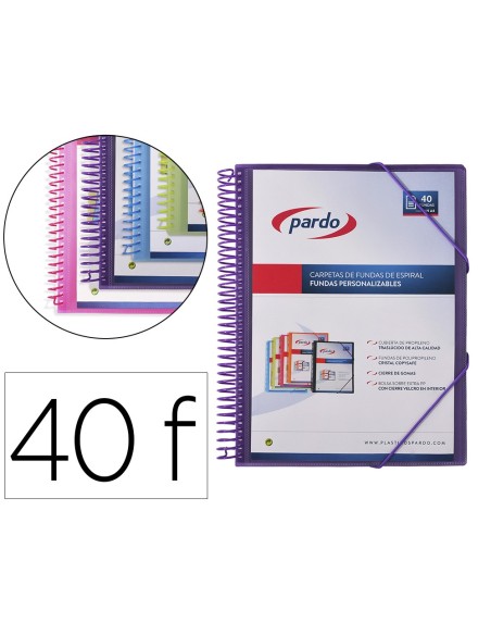 Carpeta pardo escaparate con espiral 40 fundas...