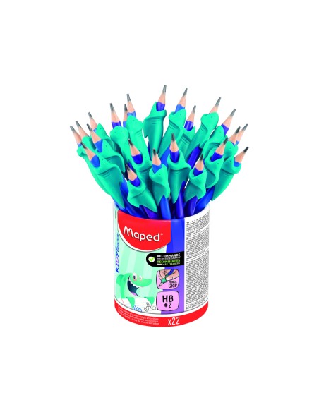 Lapices de grafito maped hb con goma borrar + adaptador ergonomico cubilete de 22 unidades