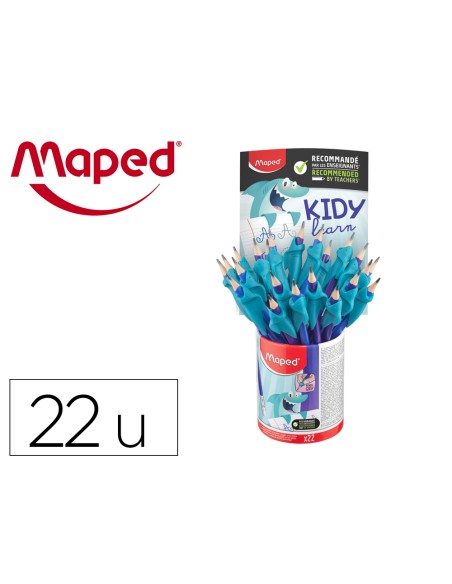 Lapices de grafito maped hb con goma borrar + adaptador ergonomico cubilete de 22 unidades