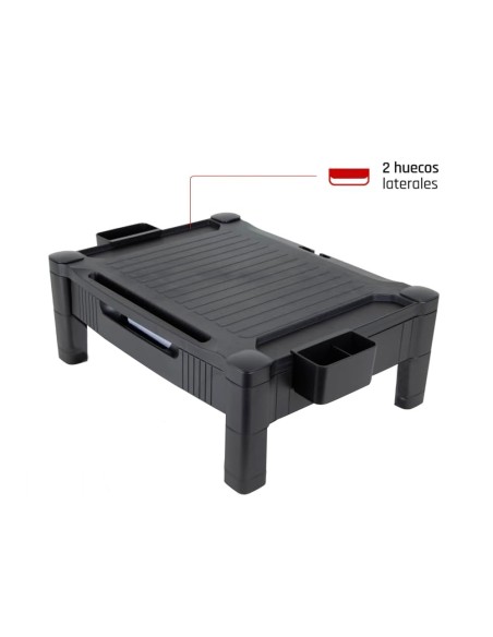 Soporte q-connect para monitor/impresora con cajon y ajustable a dos alturas 10,3cm a 13,3cm color negro
