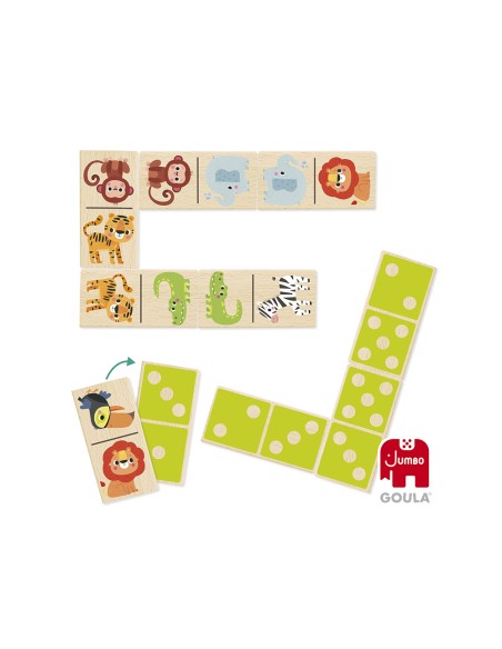 Juego goula jumbo domino madera selva 28 piezas