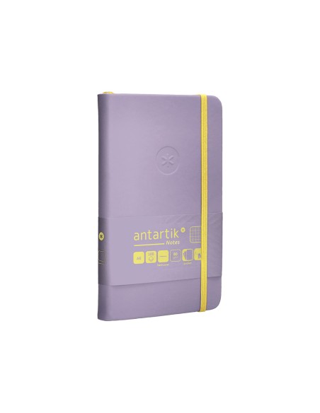 Cuaderno con gomilla antartik notes tapa dura a6 hojas cuadricula morado y amarillo 100 hojas 80 gr fsc
