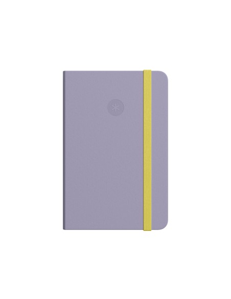 Cuaderno con gomilla antartik notes tapa dura a6 hojas cuadricula morado y amarillo 100 hojas 80 gr fsc