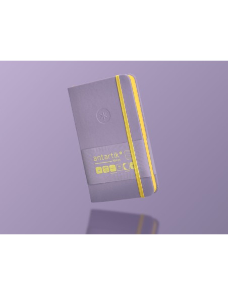Cuaderno con gomilla antartik notes tapa dura a6 hojas rayas morado y amarillo 100 hojas 80 gr fsc