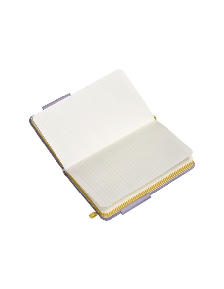 Cuaderno con gomilla antartik notes tapa dura a6 hojas rayas morado y amarillo 100 hojas 80 gr fsc
