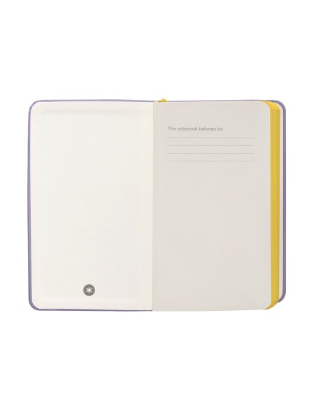 Cuaderno con gomilla antartik notes tapa dura a6 hojas rayas morado y amarillo 100 hojas 80 gr fsc