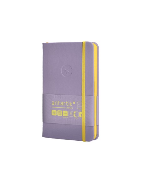 Cuaderno con gomilla antartik notes tapa dura a6 hojas rayas morado y amarillo 100 hojas 80 gr fsc