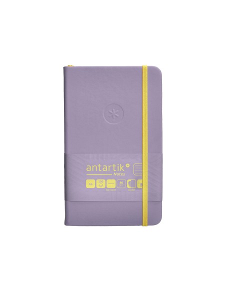 Cuaderno con gomilla antartik notes tapa dura a6 hojas rayas morado y amarillo 100 hojas 80 gr fsc