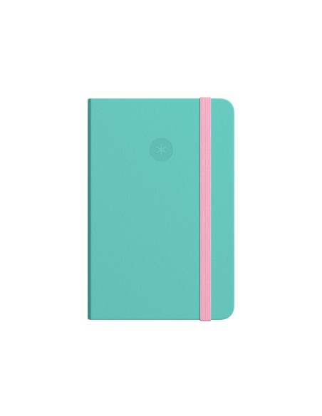 Cuaderno con gomilla antartik notes tapa dura a6 hojas cuadricula rosa y turquesa 100 hojas 80 gr fsc