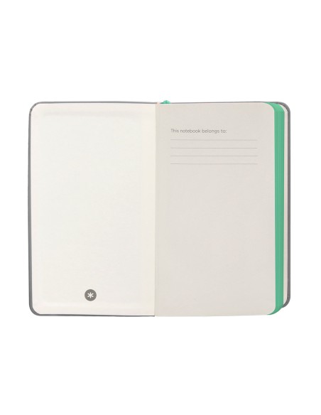Cuaderno con gomilla antartik notes tapa dura a6 hojas lisas gris y turquesa 100 hojas 80 gr fsc