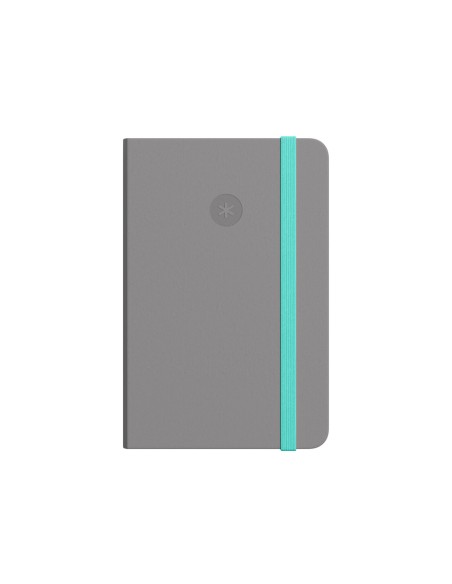 Cuaderno con gomilla antartik notes tapa dura a6 hojas lisas gris y turquesa 100 hojas 80 gr fsc