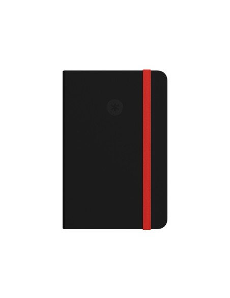 Cuaderno con gomilla antartik notes tapa dura a6 hojas cuadricula negro y rojo 100 hojas 80 gr fsc