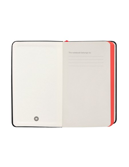 Cuaderno con gomilla antartik notes tapa dura a6 hojas lisas negro y rojo 100 hojas 80 gr fsc