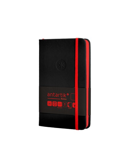 Cuaderno con gomilla antartik notes tapa dura a6 hojas lisas negro y rojo 100 hojas 80 gr fsc