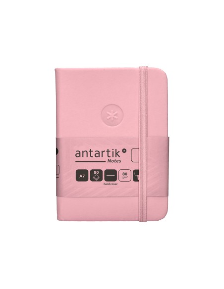 Cuaderno con gomilla antartik notes tapa dura a7 hojas lisas rosa pastel 80 hojas 80 gr fsc