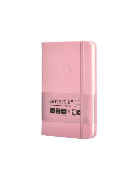 Cuaderno con gomilla antartik notes tapa dura a6 hojas rayas rosa pastel 100 hojas 80 gr fsc