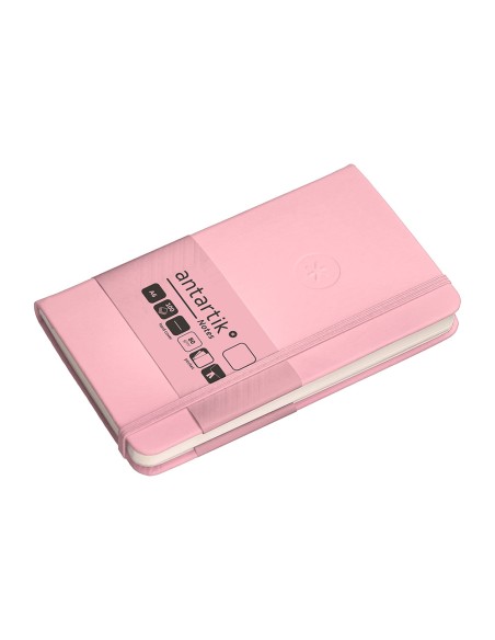 Cuaderno con gomilla antartik notes tapa dura a6 hojas lisas rosa pastel 100 hojas 80 gr fsc