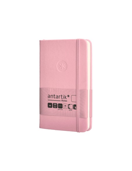 Cuaderno con gomilla antartik notes tapa dura a6 hojas lisas rosa pastel 100 hojas 80 gr fsc