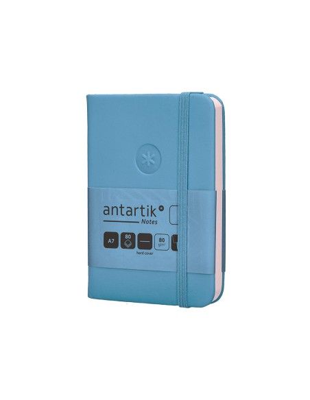 Cuaderno con gomilla antartik notes tapa dura a7 hojas lisas azul claro 80 hojas 80 gr fsc