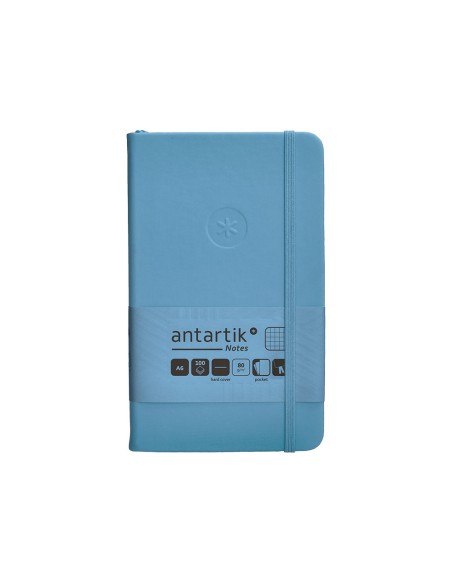 Cuaderno con gomilla antartik notes tapa dura a6 hojas cuadricula azul claro 100 hojas 80 gr fsc