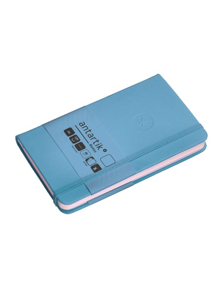 Cuaderno con gomilla antartik notes tapa dura a6 hojas lisas azul claro 100 hojas 80 gr fsc