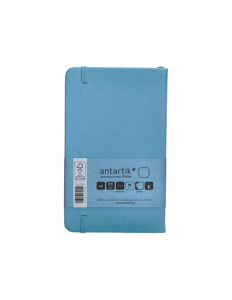 Cuaderno con gomilla antartik notes tapa dura a6 hojas lisas azul claro 100 hojas 80 gr fsc