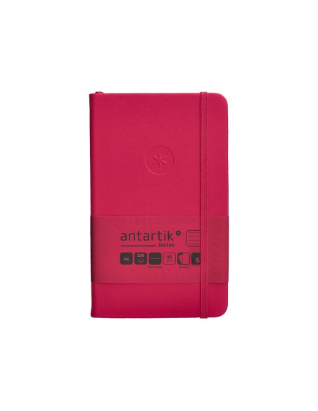 Cuaderno con gomilla antartik notes tapa dura a6 hojas rayas burdeos 100 hojas 80 gr fsc