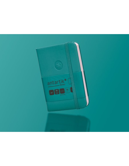 Cuaderno con gomilla antartik notes tapa dura a7 hojas lisas verde aguamarina 80 hojas 80 gr fsc