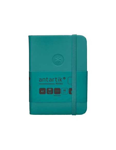 Cuaderno con gomilla antartik notes tapa dura a7 hojas lisas verde aguamarina 80 hojas 80 gr fsc