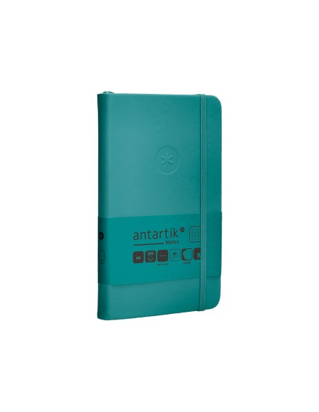 Cuaderno con gomilla antartik notes tapa dura a6 hojas cuadricula verde aguamarina 100 hojas 80 gr