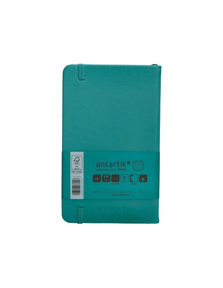 Cuaderno con gomilla antartik notes tapa dura a6 hojas cuadricula verde aguamarina 100 hojas 80 gr