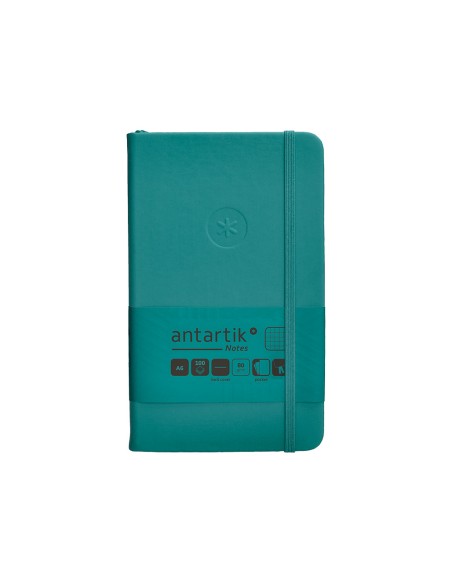 Cuaderno con gomilla antartik notes tapa dura a6 hojas cuadricula verde aguamarina 100 hojas 80 gr