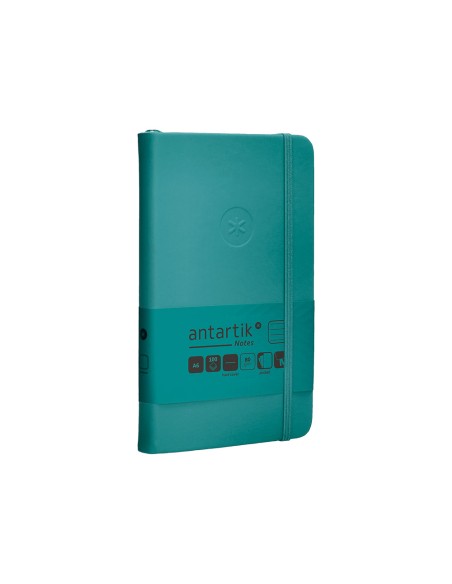 Cuaderno con gomilla antartik notes tapa dura a6 hojas rayas verde aguamarina 100 hojas 80 gr fsc