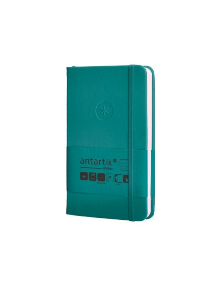 Cuaderno con gomilla antartik notes tapa dura a6 hojas rayas verde aguamarina 100 hojas 80 gr fsc