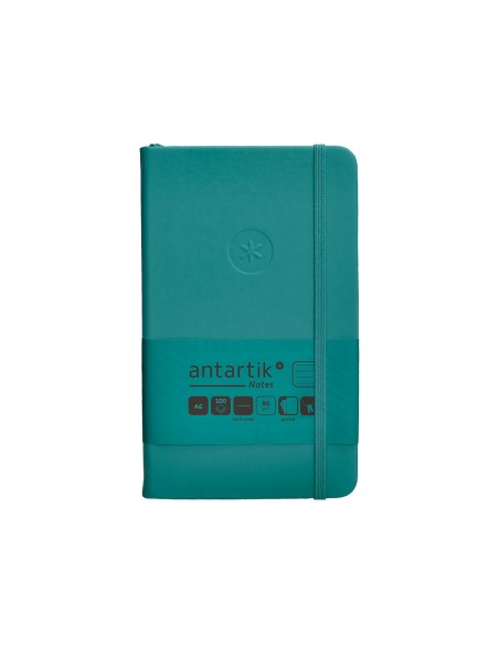Cuaderno con gomilla antartik notes tapa dura a6 hojas rayas verde aguamarina 100 hojas 80 gr fsc