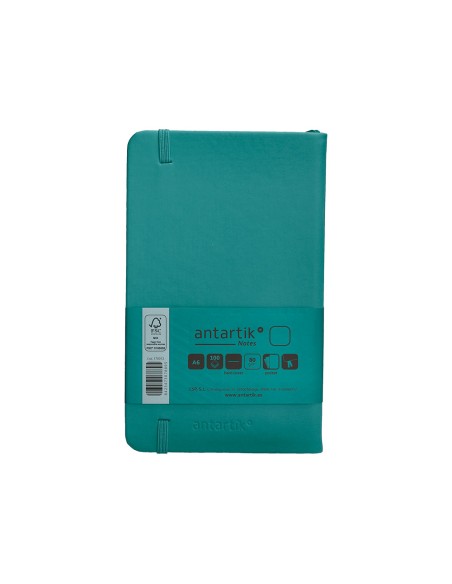 Cuaderno con gomilla antartik notes tapa dura a6 hojas lisas verde aguamarina 100 hojas 80 gr fsc