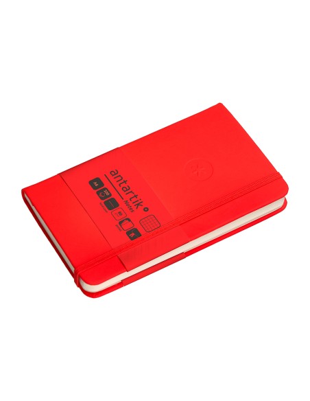 Cuaderno con gomilla antartik notes tapa dura a6 hojas cuadricula rojo 100 hojas 80 gr fsc