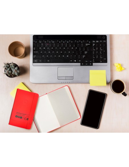 Cuaderno con gomilla antartik notes tapa dura a6 hojas rayas rojo 100 hojas 80 gr fsc