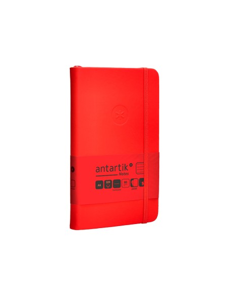 Cuaderno con gomilla antartik notes tapa dura a6 hojas rayas rojo 100 hojas 80 gr fsc
