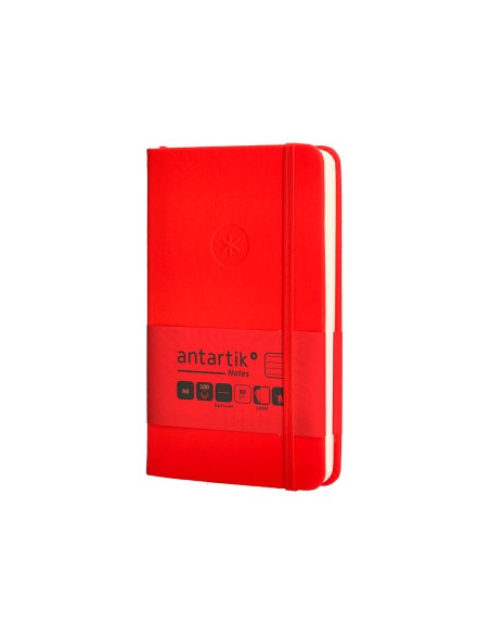 Cuaderno con gomilla antartik notes tapa dura a6 hojas rayas rojo 100 hojas 80 gr fsc