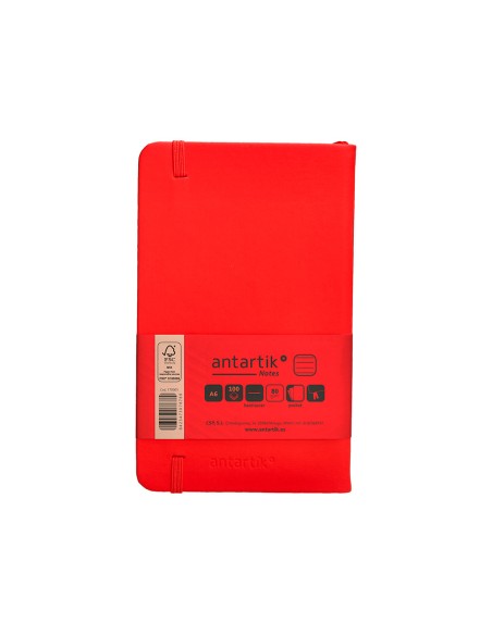 Cuaderno con gomilla antartik notes tapa dura a6 hojas rayas rojo 100 hojas 80 gr fsc
