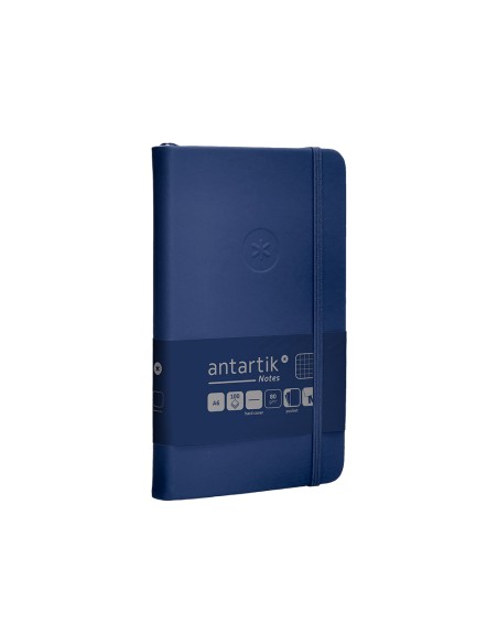 Cuaderno con gomilla antartik notes tapa dura a6 hojas cuadricula azul marino 100 hojas 80 gr fsc